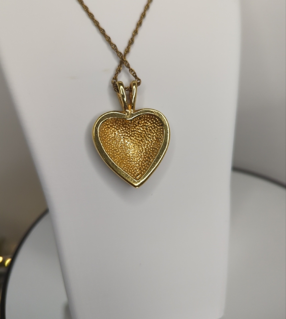 Gold Tone Pave Heart Pendant Necklace - Picture 3 of 5